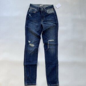 Guess Women’s 1981 High Rise Skinny Jeans Blue Distressed Wash Size 24
